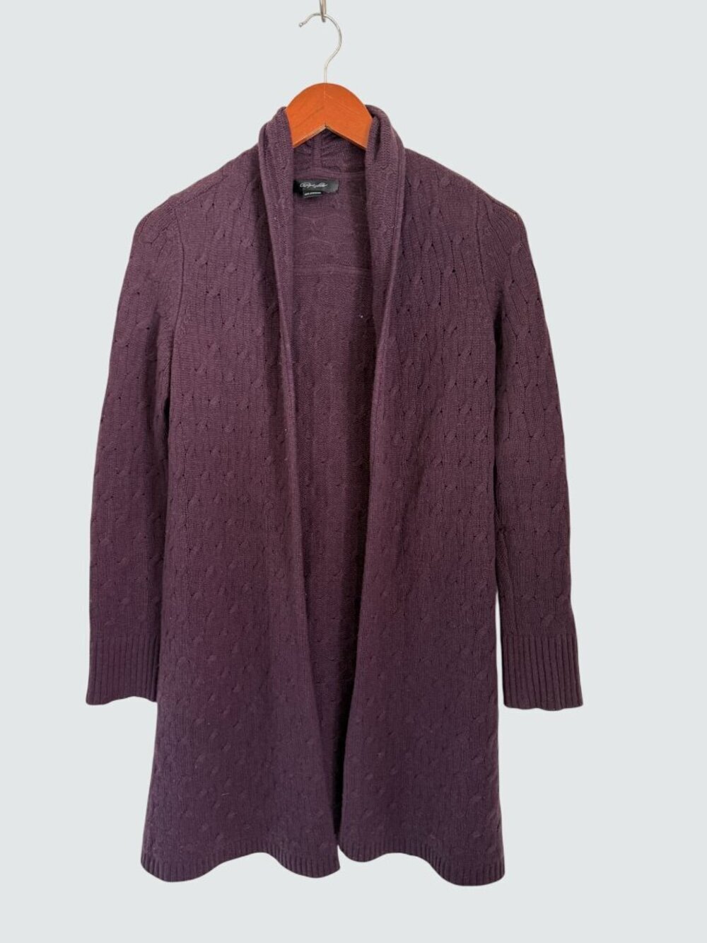 Christopher Fischer Womens Purple 100% Cashmere Open Front Cardigan Sweater
